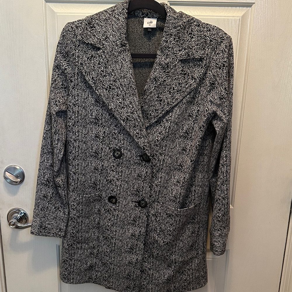 Cabi  Women's Black and Gray Knit Pea Coat Size XS